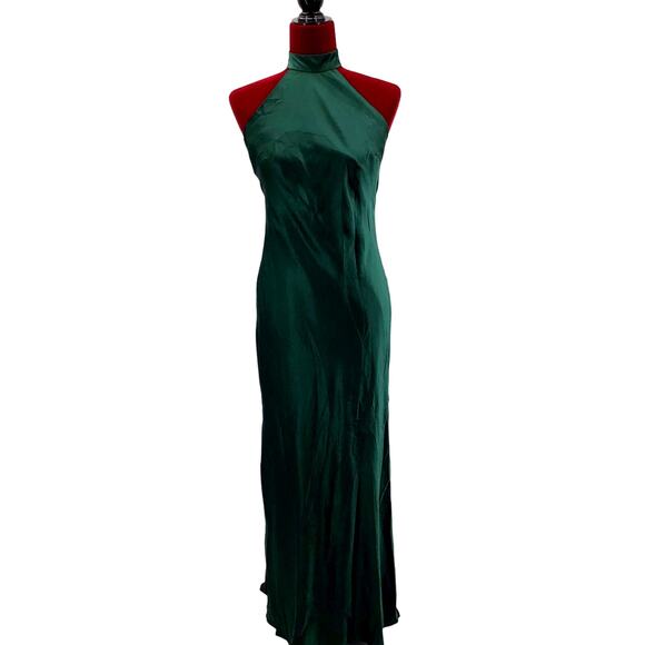 LULU'S XL Love In Your Life Emerald Green Satin Halter Maxi Dress NEW B171 - Picture 2 of 12